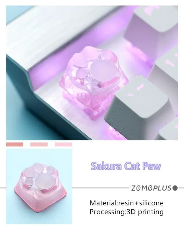 Alt view image 5 of 7 - Cute Cat-Claws Keycap 3D Model OEM Profile Keyboard Key Cap for Cherry MX Switches Mechanical Gaming Keyboard Catpaw ESC-Key Keycap (Translucent-Pink, 1pcs)