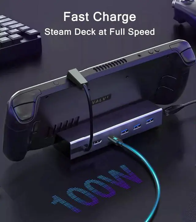 Alt view image 6 of 6 - Steam Deck Dock, Docking Station for Steam Deck/ROG Ally/Legion Go/MSI Claw/Nitro Deck/Steam Deck OLED, 6-in-1 USB C Dock with HDMI 4K UHD, 100Mbps RJ45 Ethernet, USB 3.0 and PD 100W Charging