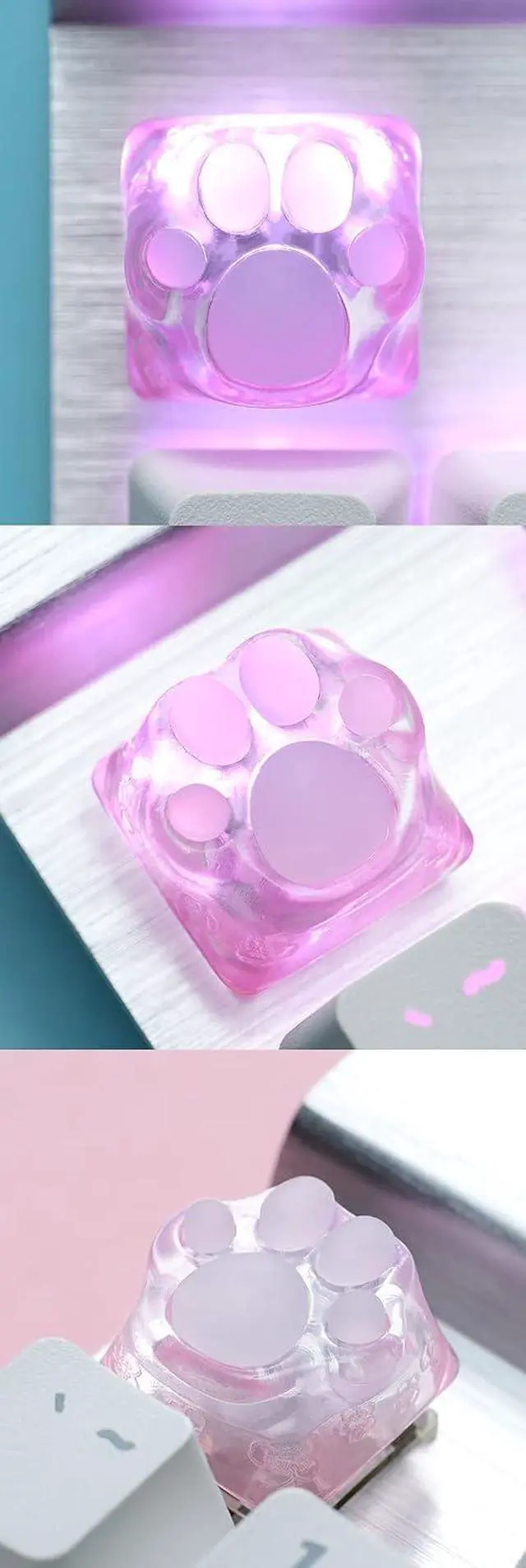 Alt view image 6 of 7 - Cute Cat-Claws Keycap 3D Model OEM Profile Keyboard Key Cap for Cherry MX Switches Mechanical Gaming Keyboard Catpaw ESC-Key Keycap (Translucent-Pink, 1pcs)