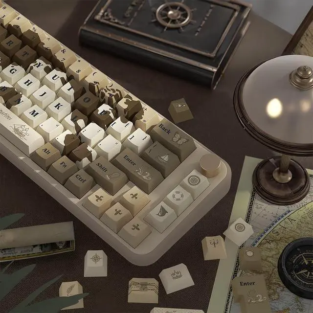 Alt view image 5 of 7 - PBT Retro Keycaps,Cherry Profile Dye-Sub Keycaps 75 Percent 138 Keys Custom Keyboard Keycaps Set for 60% 65% 100Percent Full Size Cherry MX Switch ANSI Layout Mechanical Gaming Keyboard (01)