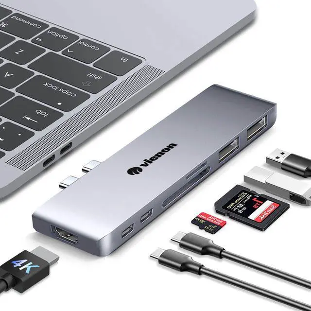 Main image of USB C Hub Adapter for MacBook, 7 in 2 Docking Station with 4K HDMI, 40Gbps Thunderbolt 3, 5Gbps USB-A &C Data Ports, SD/TF Card Reader Compatible for MacBook Pro Air M3/M2/M1 (2018-2024)