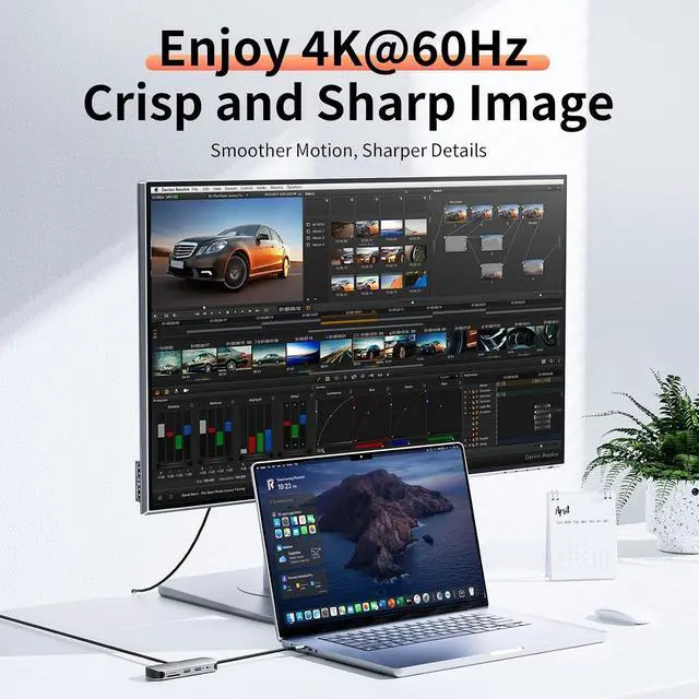 Alt view image 3 of 7 - USB C Docking Station 4K@60Hz HDMI for MacBook/Dell/HP/Surface | 8 in 1 Laptop Dock Station with HDMI, 100W PD 3.0, 2 USB A, RJ45, SD/TF, Audio, Portable Adapter for Photography & Work