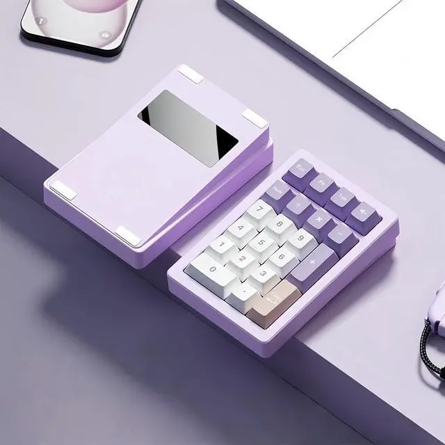 Main image of PANDA20 Mechanical Number Pad,Aluminum CNC VIA/QMK Programmable Macro Numpad Hot Swappable Gasket Wireless BT5.0/2.4Ghz/USB-C RGB Gaming Numeric Keypad for Laptop/PC (Purple)