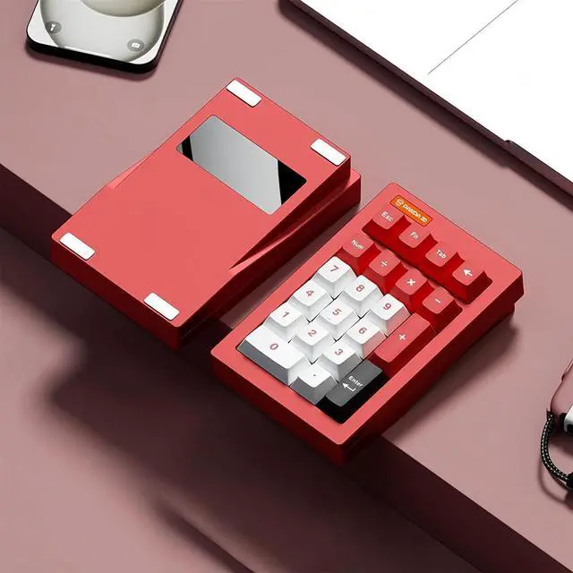 Main image of PANDA20 Mechanical Number Pad,Aluminum CNC VIA/QMK Programmable Macro Numpad Hot Swappable Gasket Wireless BT5.0/2.4Ghz/USB-C RGB Gaming Numeric Keypad for Laptop/PC (Red)