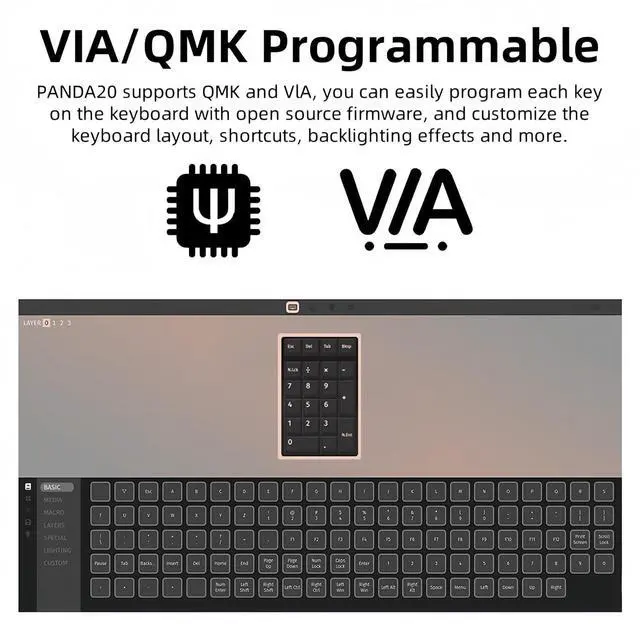 Alt view image 2 of 7 - PANDA20 Mechanical Number Pad,Aluminum CNC VIA/QMK Programmable Macro Numpad Hot Swappable Gasket Wireless BT5.0/2.4Ghz/USB-C RGB Gaming Numeric Keypad for Laptop/PC (Red)