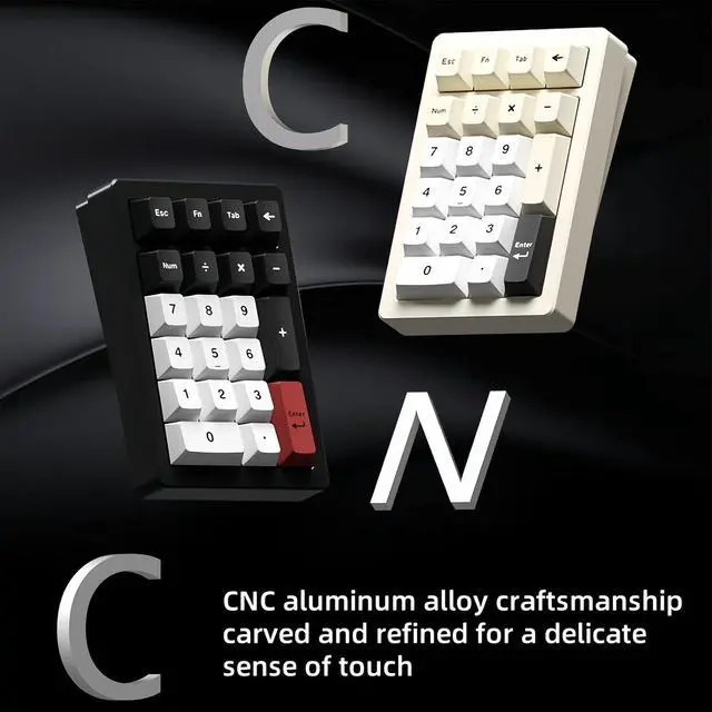 Alt view image 3 of 7 - PANDA20 Mechanical Number Pad,Aluminum CNC VIA/QMK Programmable Macro Numpad Hot Swappable Gasket Wireless BT5.0/2.4Ghz/USB-C RGB Gaming Numeric Keypad for Laptop/PC (Red)