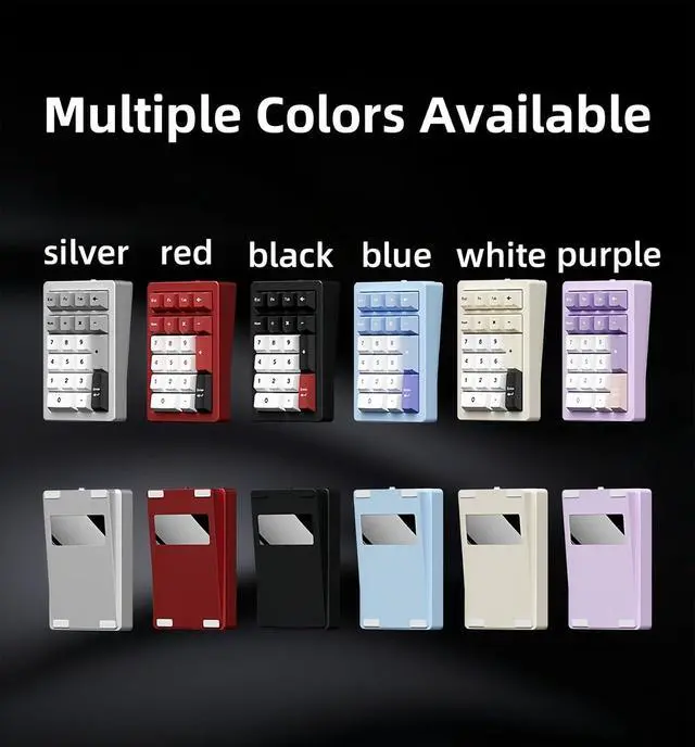 Alt view image 7 of 7 - PANDA20 Mechanical Number Pad,Aluminum CNC VIA/QMK Programmable Macro Numpad Hot Swappable Gasket Wireless BT5.0/2.4Ghz/USB-C RGB Gaming Numeric Keypad for Laptop/PC (Red)
