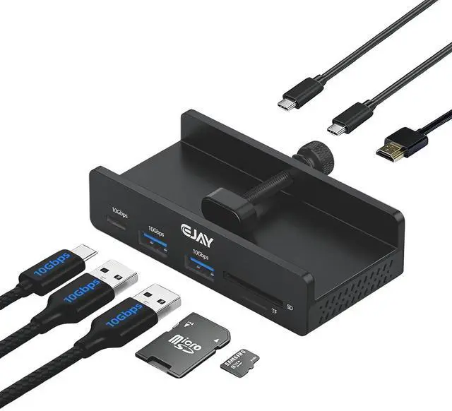 Main image of USB C Clamp Hub, 4K HDMI Docking Station, 100W PD for MacBook Pro | Aluminum Edge Desk Mount SD/TF Card Reader Space-Saving