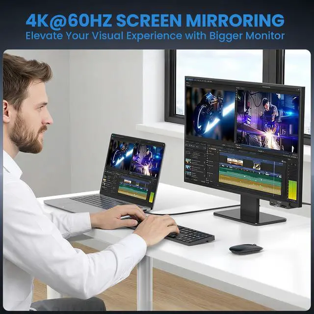 Alt view image 7 of 7 - USB C Clamp Hub, 4K HDMI Docking Station, 100W PD for MacBook Pro | Aluminum Edge Desk Mount SD/TF Card Reader Space-Saving