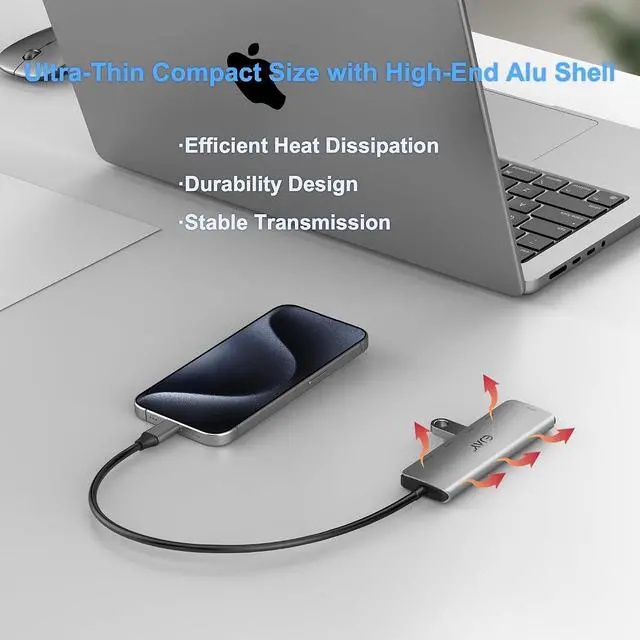 Alt view image 5 of 7 - 4-in-1 USB C Docking Station with 100W PD Charging, HDMI 4K@30Hz, USB 3.0 Hub for Switch, MacBook Pro, iPad, Laptop, PC