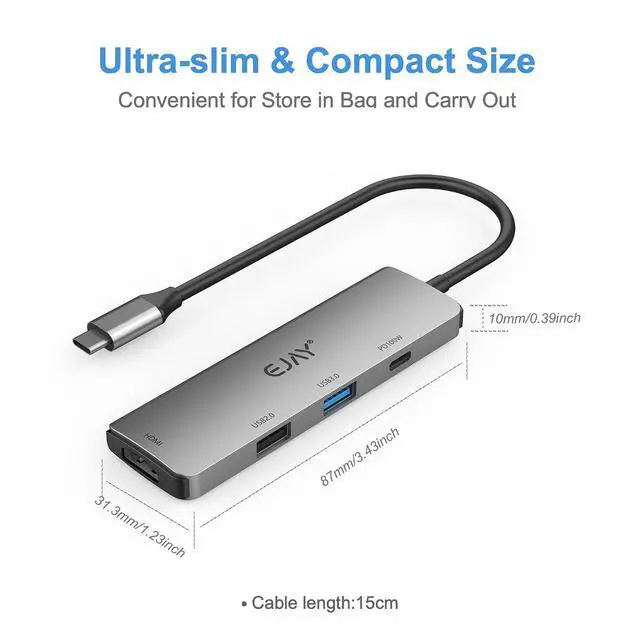 Alt view image 6 of 7 - 4-in-1 USB C Docking Station with 100W PD Charging, HDMI 4K@30Hz, USB 3.0 Hub for Switch, MacBook Pro, iPad, Laptop, PC