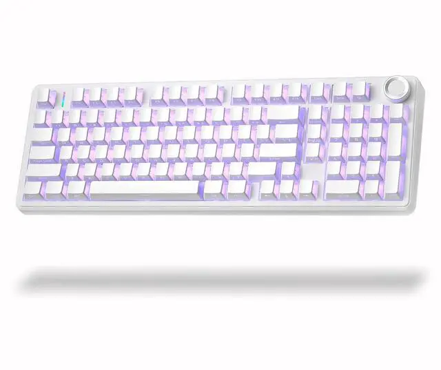 Main image of Aula F99 Pro Wireless Silent Mechanical Keyboard with Knob,Tri-Mode 2.4GHz/BT5.0/USB-C Hot Swappable,Pre-lubed Linear Switches RGB Backlit,Gasket Mounted,White PC Gaming Keyboard for Win/Mac