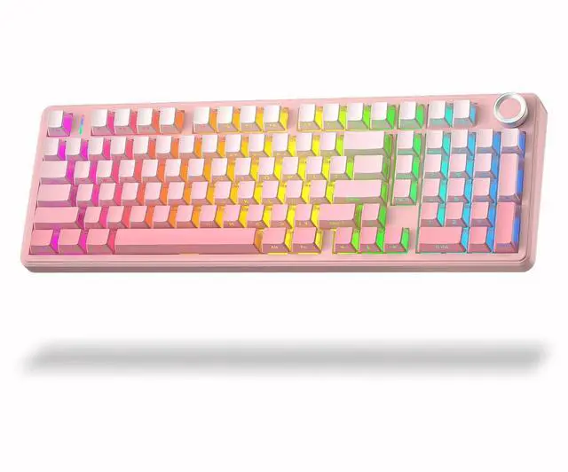 Main image of Aula F99 Pro Wireless Silent Mechanical Keyboard with Knob, BT5.0/2.4GHz/USB-C Hot Swappable, Pre-lubed Linear Switches, RGB Backlit, Gasket Mounted,Gradient Pink PC Gaming Keyboard for Win/MAC