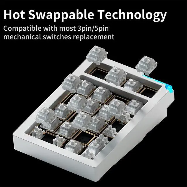 Alt view image 7 of 7 - Stars21 Mechanical Number Pad,VIA/QMK Programmable Macro Numpad Aluminum CNC Gasket Hot Swappable Wireless Numeric Keypad BT5.0/2.4Ghz/USB-C RGB Gaming Keypad Kit for Laptop/PC (Black2)