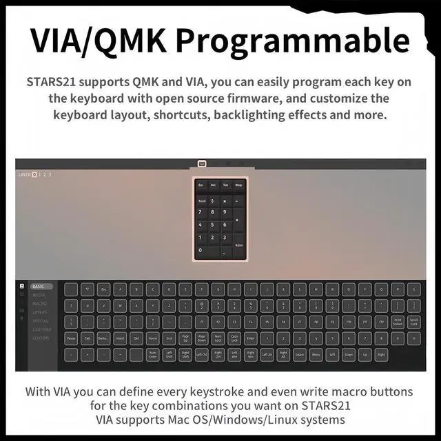Alt view image 3 of 7 - Stars21 Mechanical Number Pad,VIA/QMK Programmable Macro Numpad Aluminum CNC Gasket Hot Swappable Wireless Numeric Keypad BT5.0/2.4Ghz/USB-C RGB Gaming Keypad Kit for Laptop/PC (White4)