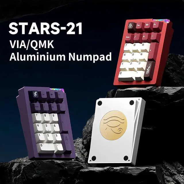 Alt view image 2 of 7 - Stars21 Mechanical Number Pad,VIA/QMK Programmable Macro Numpad Aluminum CNC Gasket Hot Swappable Wireless Numeric Keypad BT5.0/2.4Ghz/USB-C RGB Gaming Keypad Kit for Laptop/PC (White4)