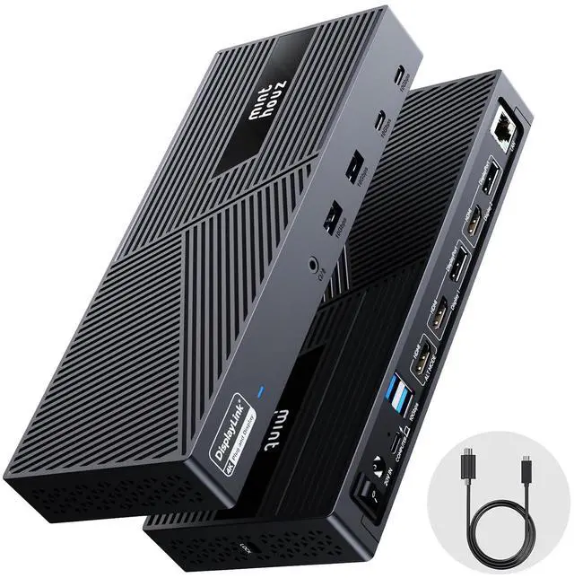 Main image of DisplayLink Docking Station Triple Monitor 4K@60Hz, 14-in-1 USB C Dock for MacBook Dell HP Lenovo, 160W Adapter,100W PD Charging for Thunderbolt 5/4/3, 3HDMI,2DP, 6 USB A/C, LAN, Audio