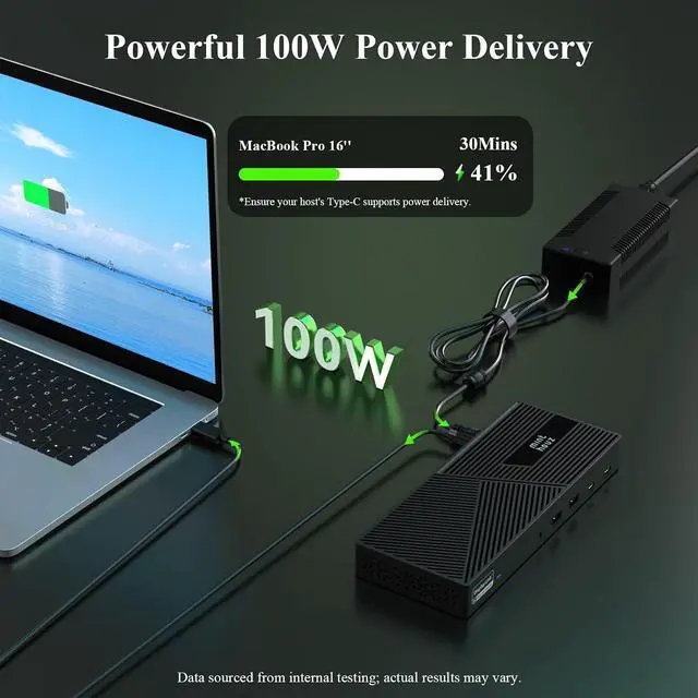 Alt view image 4 of 7 - DisplayLink Docking Station Triple Monitor 4K@60Hz, 14-in-1 USB C Dock for MacBook Dell HP Lenovo, 160W Adapter,100W PD Charging for Thunderbolt 5/4/3, 3HDMI,2DP, 6 USB A/C, LAN, Audio