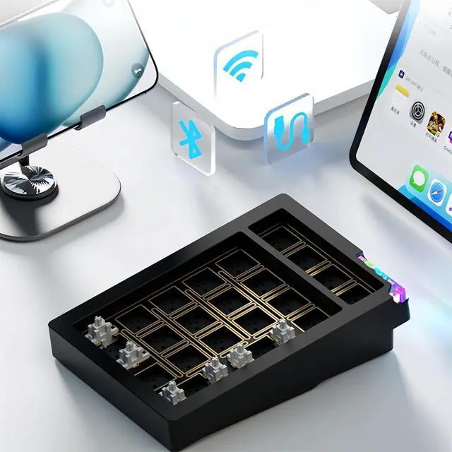 Alt view image 7 of 7 - Stars21 Mechanical Number Pad,VIA/QMK Programmable Macro Numpad Aluminum CNC Gasket Hot Swappable Wireless Numeric Keypad BT5.0/2.4Ghz/USB-C RGB Gaming Keypad Kit for Laptop/PC (White4)