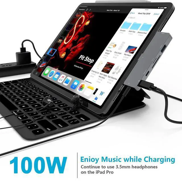 Alt view image 4 of 7 - iPad Pro USB C Hub, 7-in-1 Adapter for iPad Pro M4 M2 M1 13 12.9 11 inch iPad Air 5 4 Docking Station with 4K HDMI, USB-C PD, SD/TF Card Reader, USB 3.0, 3.5mm Headphone Jack, iPad mini 6 Accessories