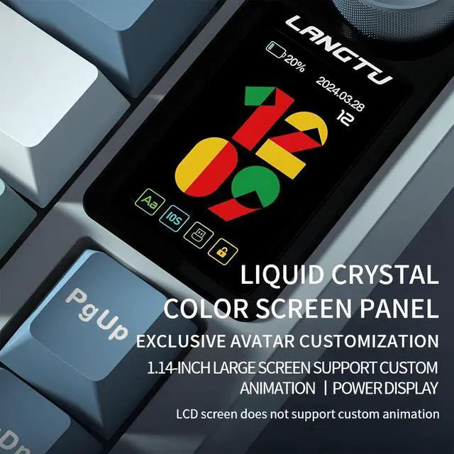 Alt view image 5 of 7 - LT75Pro Wireless Mechanical Keyboard with Color Screen&Knob,75% Hot Swappable Pre-lubed Switch Gasket Mount Custom RGB Gaming Keyboard BT5.0/2.4G/Type-C Wired NKRO Creamy Keyboard (Lake-Blue)