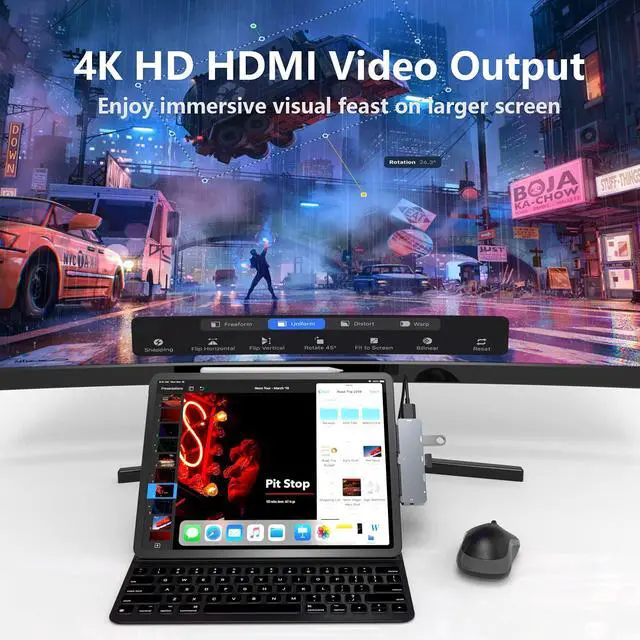 Alt view image 7 of 7 - USB C HUB for iPad Pro, Adapter for iPad Air, iPad Pro Hub Docking Station with 4K HDMI,3.5mm Headphone Jack,2 USB3.0 Ports,USB C PD Charging&Data, for iPad mini M4 M2 11 12.9 13 inch Accessories