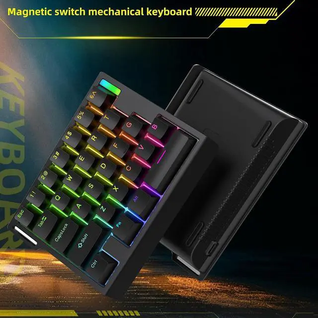 Alt view image 2 of 7 - HE30 Rapid Trigger Gaming Keyboard,One Handed Hall Effect Magnetic Switch Keyboard Hot Swap Custom RGB Mini Wired Macro Mechanical Keypad with Fast Adjustable Actuation,8K Hz Polling Rate (Black)