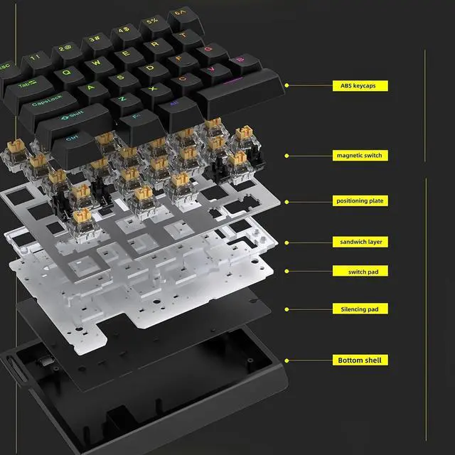 Alt view image 4 of 7 - HE30 Rapid Trigger Gaming Keyboard,One Handed Hall Effect Magnetic Switch Keyboard Hot Swap Custom RGB Mini Wired Macro Mechanical Keypad with Fast Adjustable Actuation,8K Hz Polling Rate (Black)