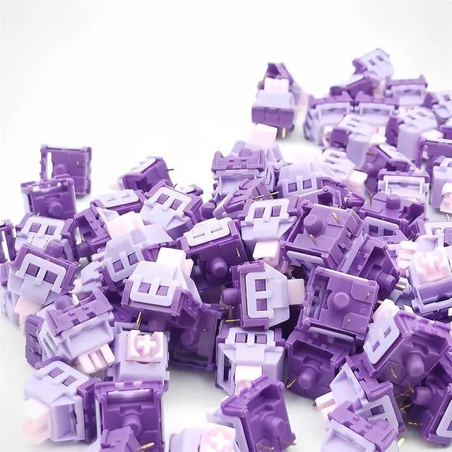 Alt view image 4 of 7 - Lavender Purple Keyboard Linear Switch,3 Pin PCB Mount Pre-Lubed Creamy Switches with Dustproof POM Stem Compatible with Cherry MX Keycaps for Mechanical Gaming Keyboard (90pcs-Set)
