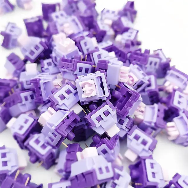 Alt view image 5 of 7 - Lavender Purple Keyboard Linear Switch,3 Pin PCB Mount Pre-Lubed Creamy Switches with Dustproof POM Stem Compatible with Cherry MX Keycaps for Mechanical Gaming Keyboard (70pcs-Set)