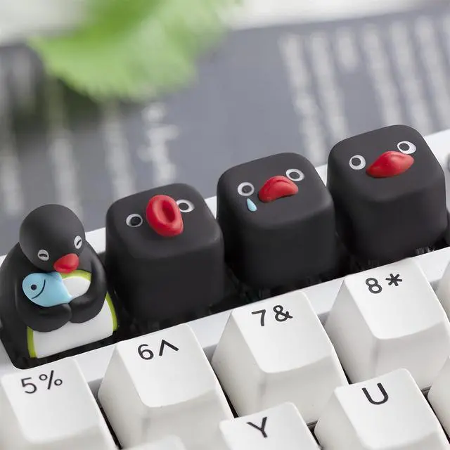 Alt view image 2 of 7 - Cute Penguin Keycaps,Custom Artisan Resin Keycaps Kawaii Cartoon ESC Key Caps for Cherry MX Switches Mechanical Gaming Keyboard Replacement,PC Gamer Gifts (Fish)