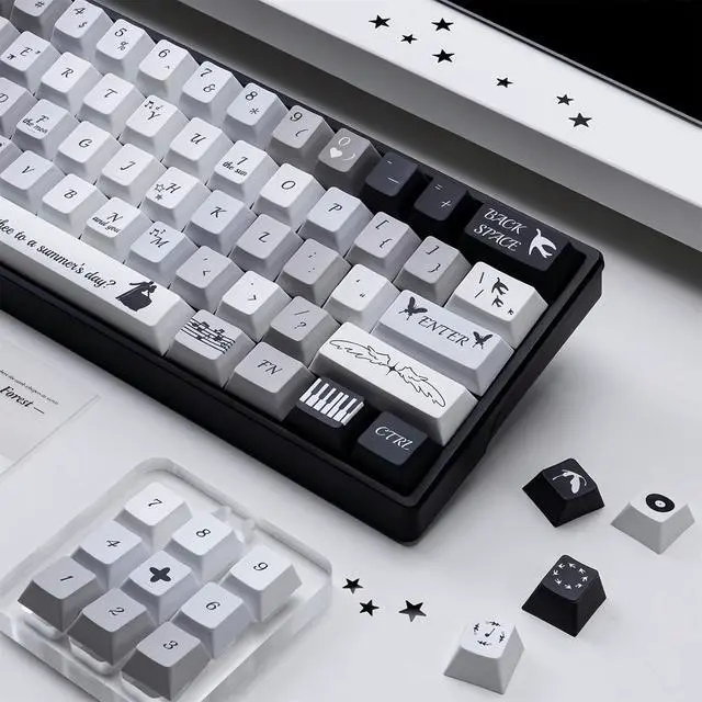 Alt view image 2 of 6 - Black Night Cherry Profile Keycaps,Dye-Sub PBT Keycap Custom Keycaps 120 Keys Full Size Key Set for Cherry MX Switch 61/68/75/84/87/98/104 Mechanical Gaming Keyboard Decor (Piano-Themed)