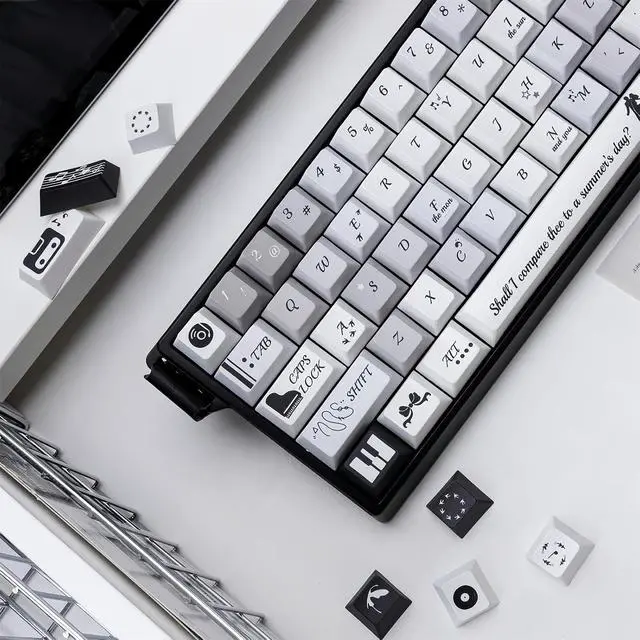 Alt view image 4 of 6 - Black Night Cherry Profile Keycaps,Dye-Sub PBT Keycap Custom Keycaps 120 Keys Full Size Key Set for Cherry MX Switch 61/68/75/84/87/98/104 Mechanical Gaming Keyboard Decor (Piano-Themed)