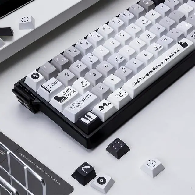 Alt view image 6 of 6 - Black Night Cherry Profile Keycaps,Dye-Sub PBT Keycap Custom Keycaps 120 Keys Full Size Key Set for Cherry MX Switch 61/68/75/84/87/98/104 Mechanical Gaming Keyboard Decor (Piano-Themed)