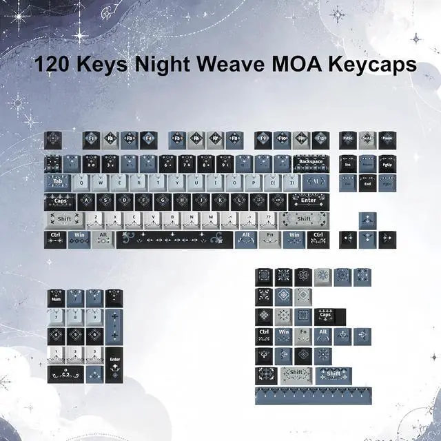 Alt view image 5 of 6 - Black Night-Themd Cherry Profile Keycaps,Dye-Sub PBT Keycap Custom Keycaps 120 Keys Full Size Key Set for Cherry MX Switch 61/68/75/84/87/98/104 Mechanical Gaming Keyboard Accessory Decor