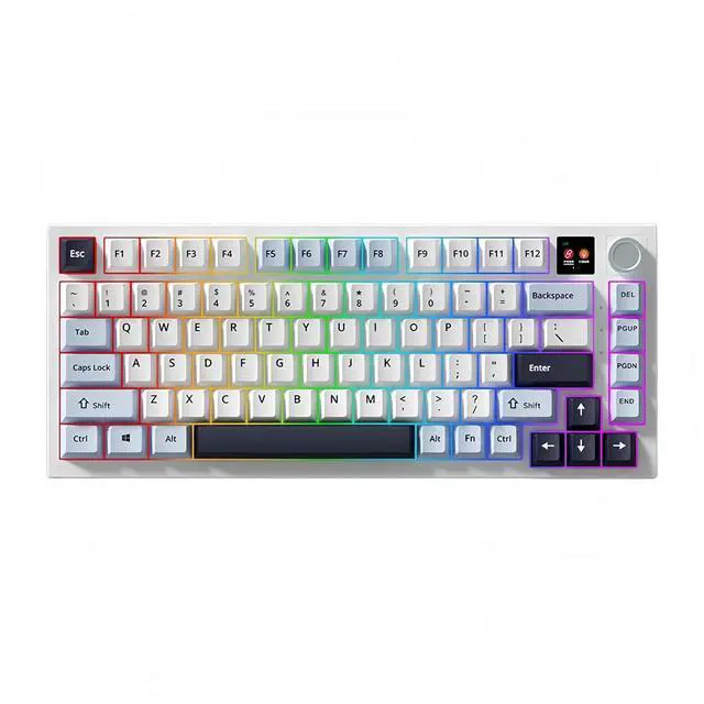 Main image of K75 Mechanical Keyboard with Knob Screen,75% Hot Swap Tri-Mode Bluetooth 5.0/2.4G Wireless/Type-C Wired RGB Gaming Keyboard PCB Gasket Mount Custom Creamy Blue&White Keyboard