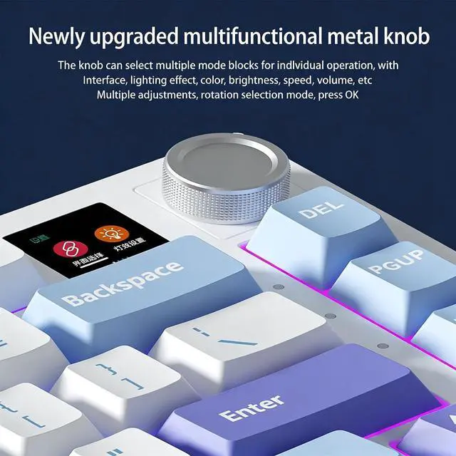 Alt view image 5 of 7 - K75 Mechanical Keyboard with Knob Screen,75% Hot Swap Tri-Mode Bluetooth 5.0/2.4G Wireless/Type-C Wired RGB Gaming Keyboard PCB Gasket Mount Custom Creamy Purple&White Keyboard