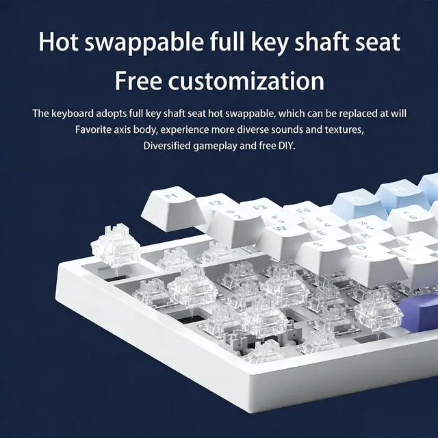 Alt view image 7 of 7 - K75 Mechanical Keyboard with Knob Screen,75% Hot Swap Tri-Mode Bluetooth 5.0/2.4G Wireless/Type-C Wired RGB Gaming Keyboard PCB Gasket Mount Custom Creamy Purple&White Keyboard