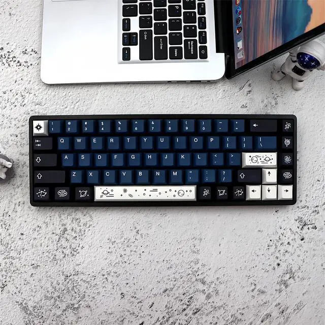 Alt view image 2 of 7 - PBT Custom Keycaps,Cherry Profile Dye-Sublimation Galaxy-Themed Keycaps 136 Keys Full Size Keycap Set for Cherry MX Switches Mechanical Gaming Keyboard (Blue)