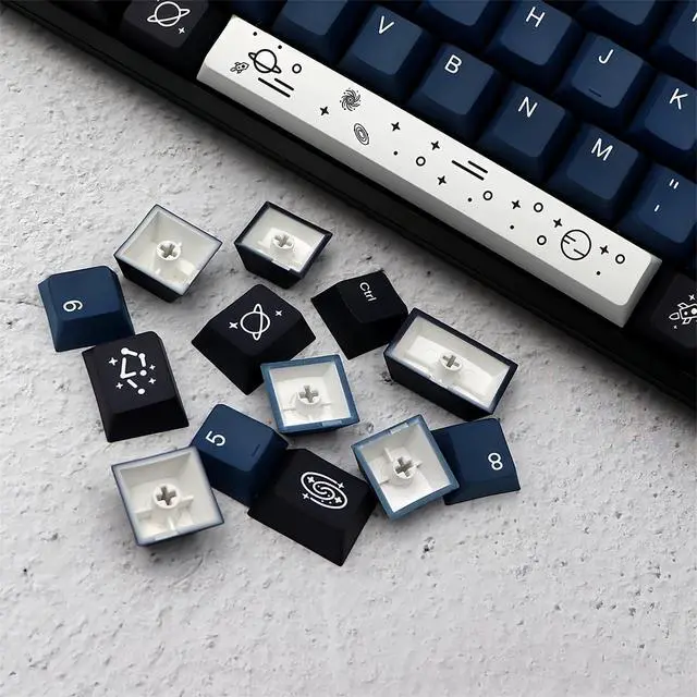 Alt view image 7 of 7 - PBT Custom Keycaps,Cherry Profile Dye-Sublimation Galaxy-Themed Keycaps 136 Keys Full Size Keycap Set for Cherry MX Switches Mechanical Gaming Keyboard (Blue)