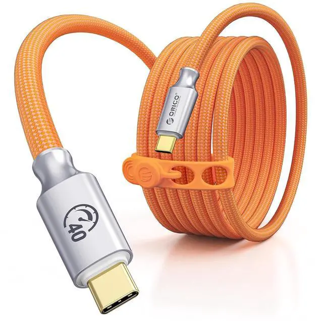 Main image of Auso 40Gbps USB-C Cable 3.3FT with PD 240W Fast Charging, 8K60Hz Video,Thunderbolt4/3 USB4 Compatible Data Cable,for iPhone 17/16/15 MacBook Docking -Orange