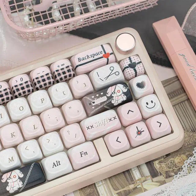 Alt view image 5 of 6 - Pink Black Dog MOA Profile Keycaps,143 Keys PBT Dye-Sublimation Custom Keycap Cute Kawaii Aesthetic Key Caps for 60% 65% 75% 80% 96% 100%-MX Switches Mechanical Keyboard Decor Accessories (Dog)