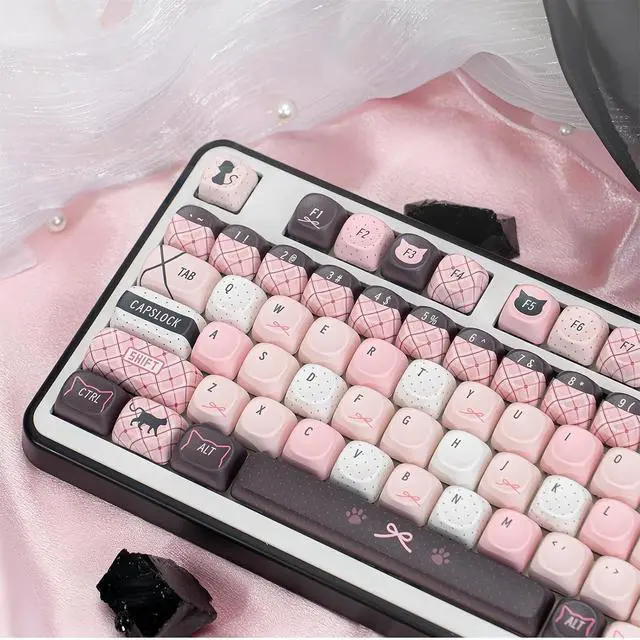 Alt view image 4 of 6 - Pink Black Dog MOA Profile Keycaps,143 Keys PBT Dye-Sublimation Custom Keycap Cute Kawaii Aesthetic Key Caps for 60% 65% 75% 80% 96% 100%-MX Switches Mechanical Keyboard Decor Accessories (cat)