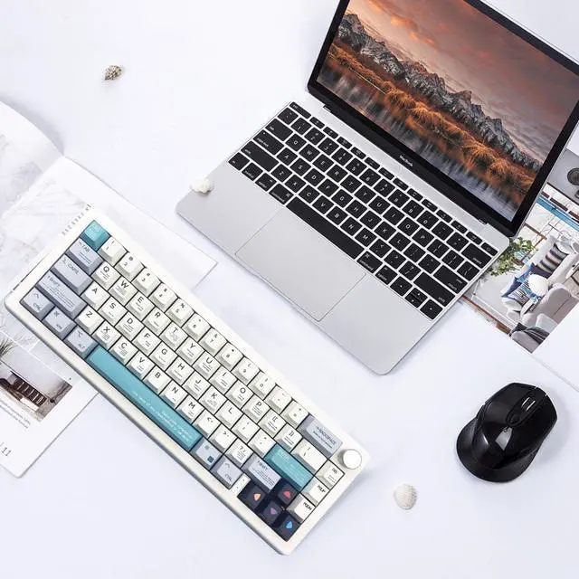 Alt view image 6 of 7 - CIY68 Mechanical Keyboard Kit,65% Bluetooth 5.0/2.4G Barebones Key Board Custom PCB Hot Swappable Wireless Gaming Keyboard Tester DIY Kit with Sound Insulation Mat (White)