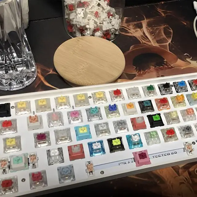 Alt view image 7 of 7 - CIY68 Mechanical Keyboard Kit,65% Bluetooth 5.0/2.4G Barebones Key Board Custom PCB Hot Swappable Wireless Gaming Keyboard Tester DIY Kit with Sound Insulation Mat (White)