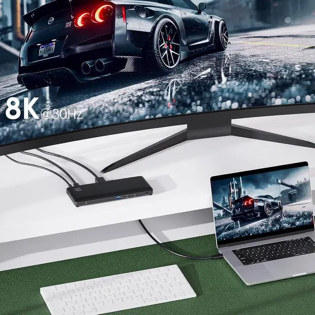 Alt view image 3 of 7 - Laptop Docking Station, 12-in-1 USB-C Docking Station, Triple Display with 2xHDMI and 1xDP, 10 Gbps USB-C and 5 Gbps USB-A Data, Ethernet, Audio, 100W Charging for Dell, HP, Lenovo and More