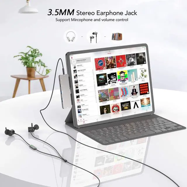 Alt view image 5 of 7 - USB C HUB for iPad Pro, Adapter for iPad Air, iPad Pro Hub Docking Station with 4K HDMI,3.5mm Headphone Jack,2 USB3.0 Ports,USB C PD Charging&Data, for iPad mini M4 M2 11 12.9 13 inch Accessories