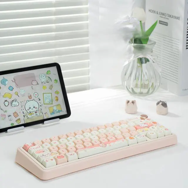 Alt view image 7 of 7 - Cute Keycaps Set,MOA Profile Japanese Anime Keycaps Chikawa-Themed Dye-Sublimation Custom PBT Keycap 114 Keys Full Size Kawaii Keycaps for Cherry MX Switches Mechanical Gaming Keyboard (Pink)