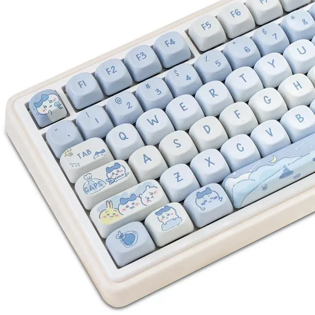 Main image of Cute Keycaps Set,MOA Profile Japanese Anime Keycaps Chikawa-Themed Dye-Sublimation Custom PBT Keycap 132 Keys Full Size Kawaii Keycaps for Cherry MX Switches Mechanical Gaming Keyboard (Blue)
