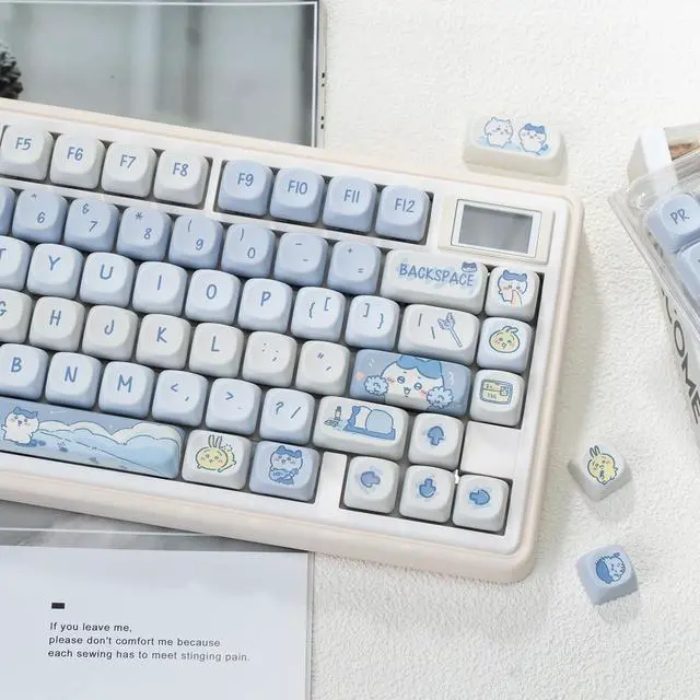 Alt view image 3 of 7 - Cute Keycaps Set,MOA Profile Japanese Anime Keycaps Chikawa-Themed Dye-Sublimation Custom PBT Keycap 132 Keys Full Size Kawaii Keycaps for Cherry MX Switches Mechanical Gaming Keyboard (Blue)